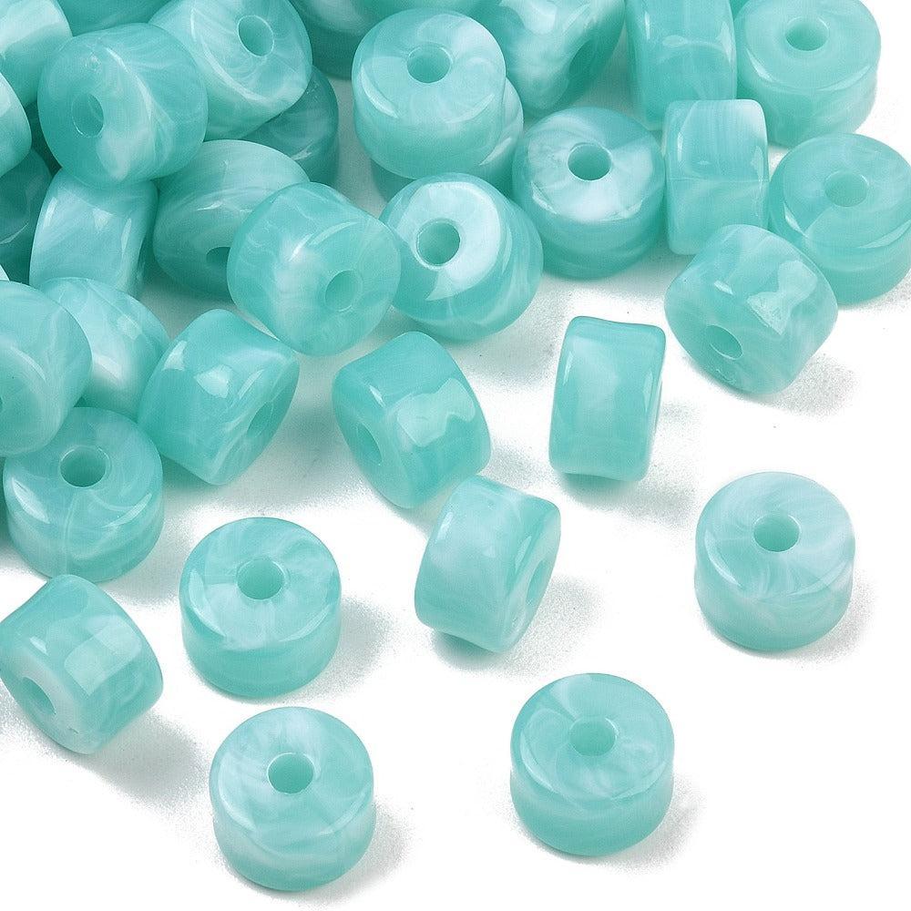 Acryl Kralen Edelsteen Look Buis Turquoise 12mm - per stuk-Kralen-Kraaltjes van Renate