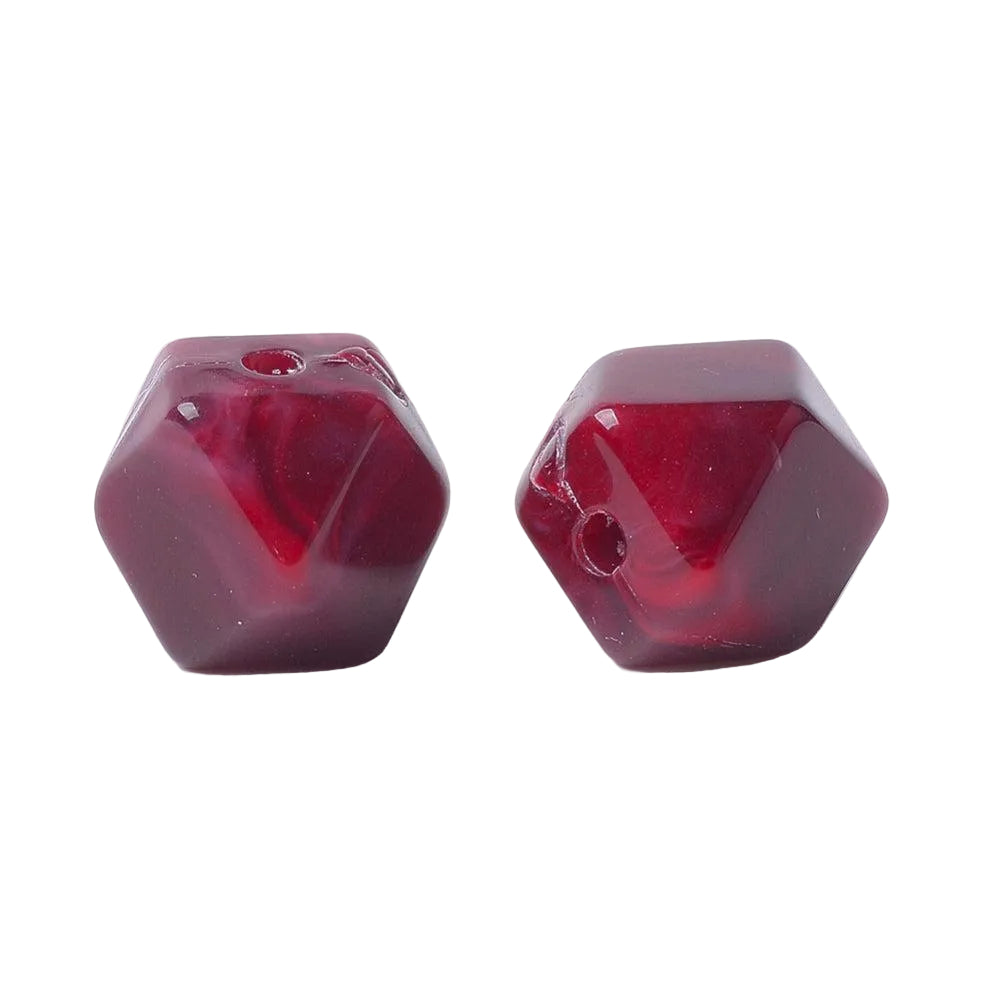 Acryl Kralen Edelsteen Look Facet Rond Donkerrood 12mm - 9 stuks-Kralen-Kraaltjes van Renate