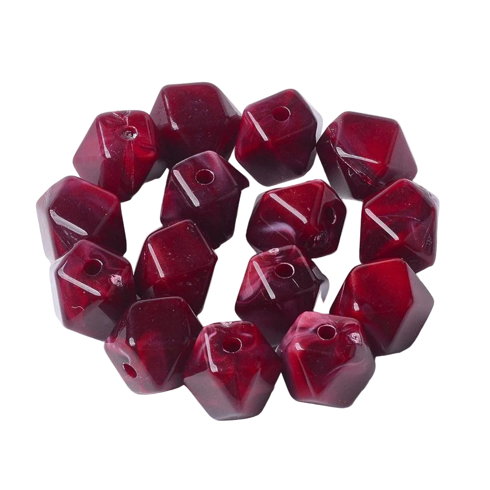 Acryl Kralen Edelsteen Look Facet Rond Donkerrood 12mm - 9 stuks-Kralen-Kraaltjes van Renate