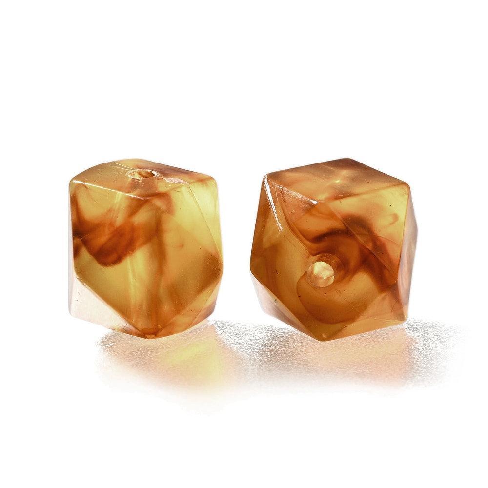 Acryl Kralen Edelsteen Look Facet Rond Karamel 10mm - 10 stuks-Kralen-Kraaltjes van Renate