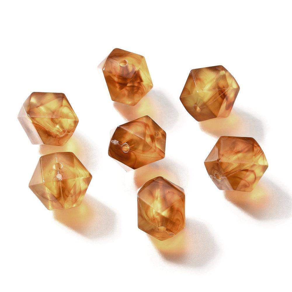 Acryl Kralen Edelsteen Look Facet Rond Karamel 10mm - 10 stuks-Kralen-Kraaltjes van Renate