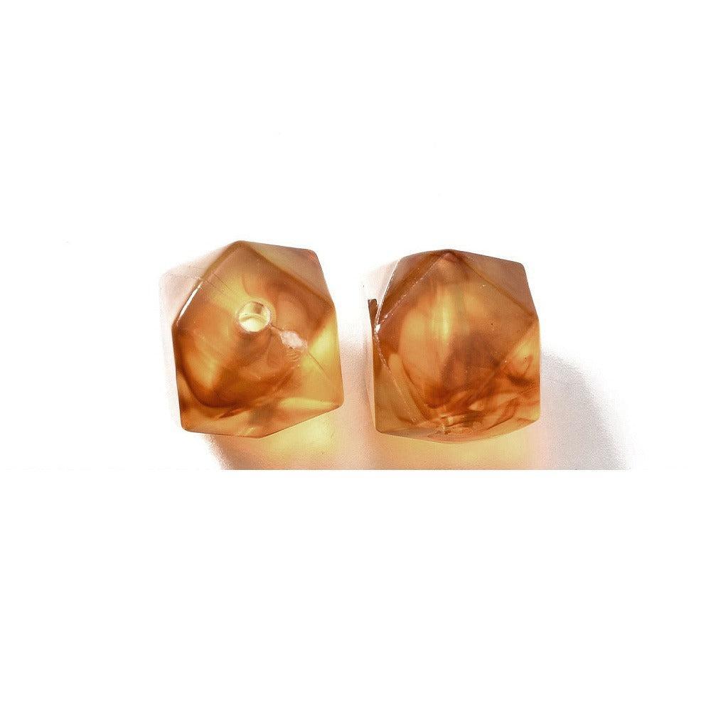 Acryl Kralen Edelsteen Look Facet Rond Karamel 10mm - 10 stuks-Kralen-Kraaltjes van Renate