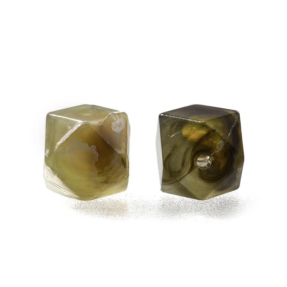 Acryl Kralen Edelsteen Look Facet Rond Legergroen 10mm - 12 stuks-Kralen-Kraaltjes van Renate