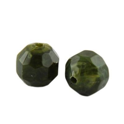 Acryl Kralen Edelsteen Look Facet Rond Legergroen 11mm - 8 stuks-Kralen-Kraaltjes van Renate