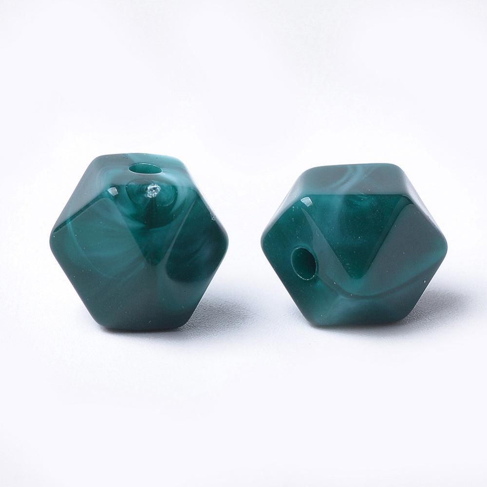 Acryl Kralen Edelsteen Look Facet Rond Petrol 12mm - 9 stuks-Kralen-Kraaltjes van Renate