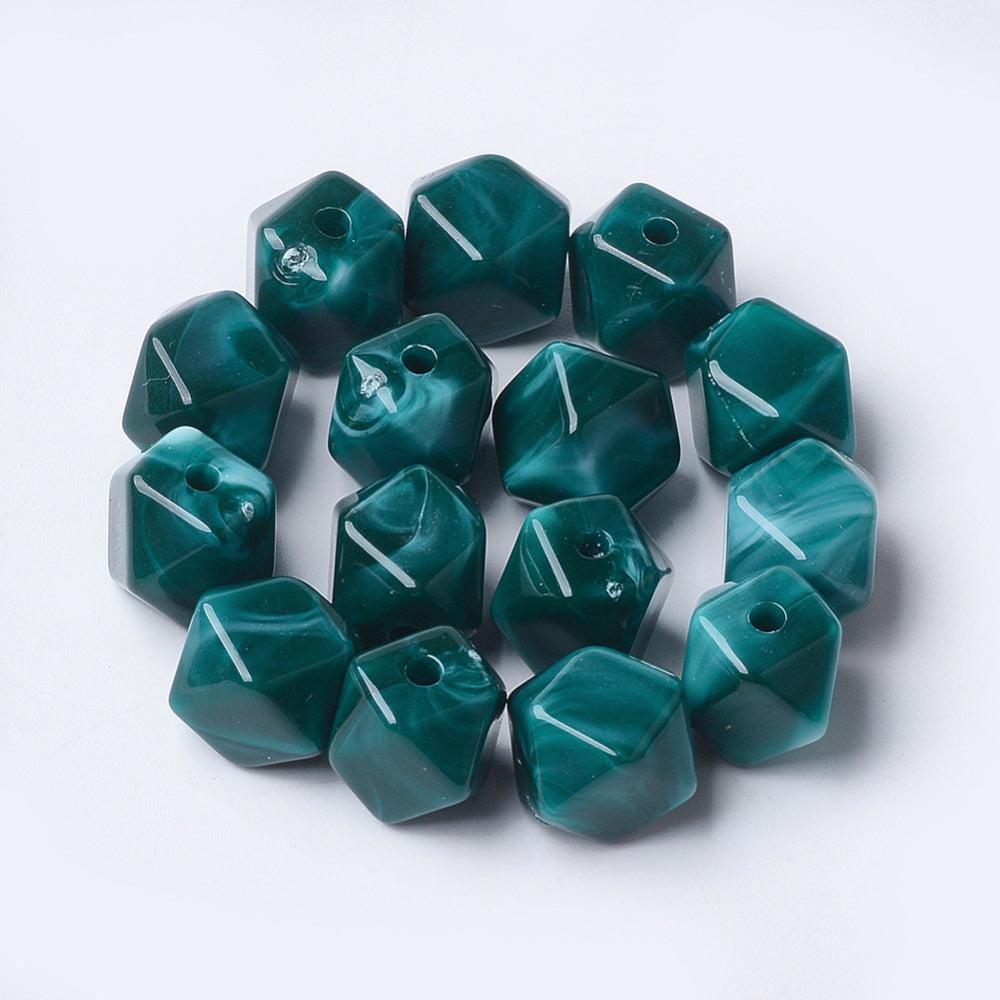 Acryl Kralen Edelsteen Look Facet Rond Petrol 12mm - 9 stuks-Kralen-Kraaltjes van Renate