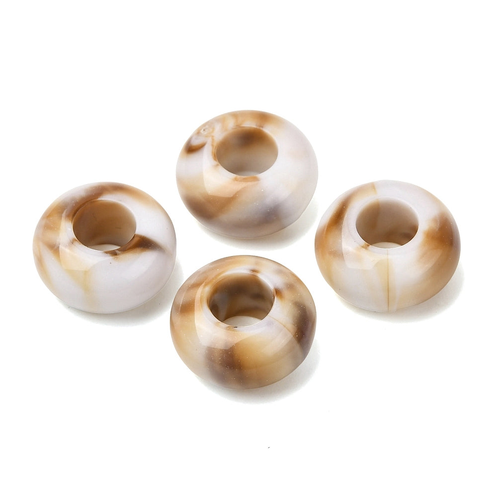Acryl Kralen Edelsteen Look Groot Gat Rondel Crème 13x7mm - per stuk-Kralen-Kraaltjes van Renate