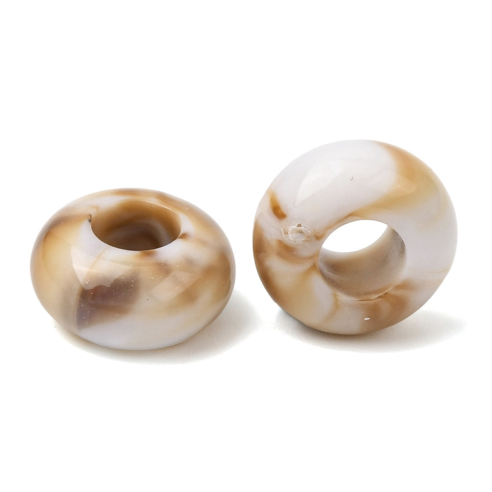 Acryl Kralen Edelsteen Look Groot Gat Rondel Crème 13x7mm - per stuk-Kralen-Kraaltjes van Renate