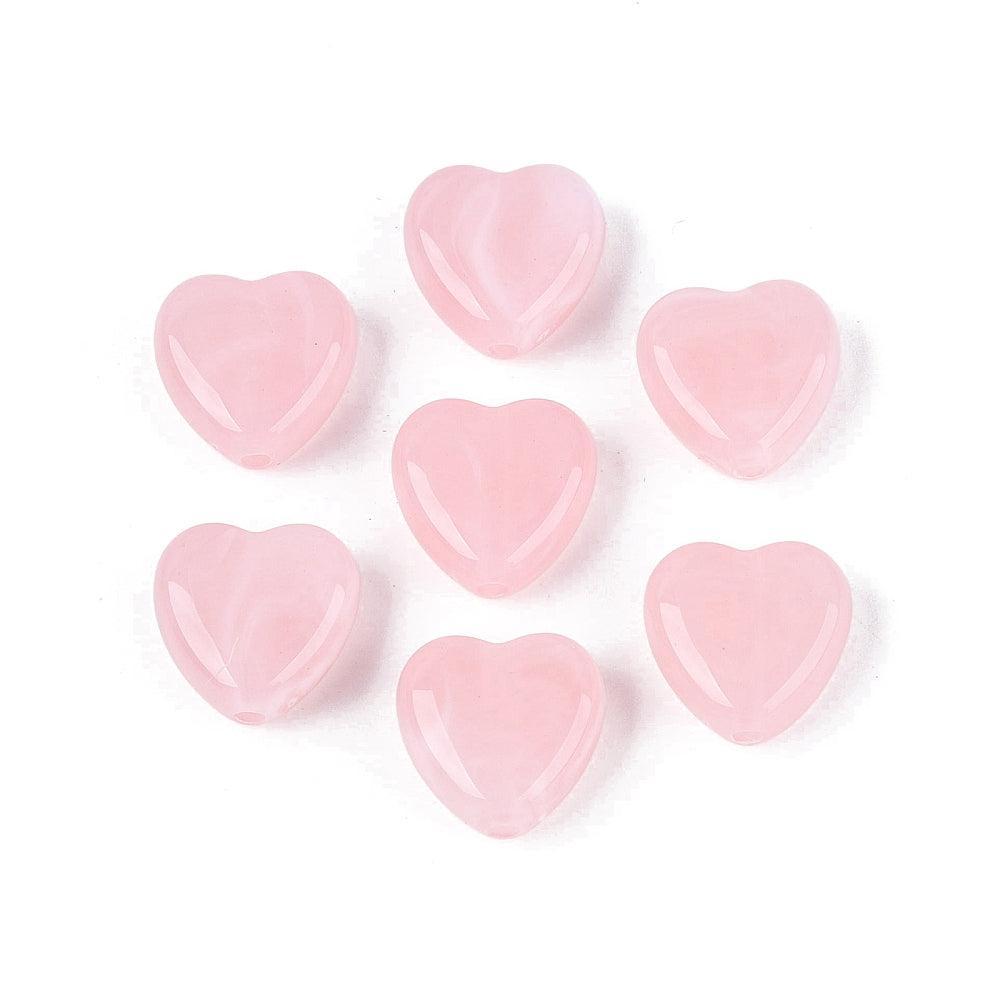 Acryl Kralen Edelsteen Look Hart Parelroze 14mm - per stuk-Kralen-Kraaltjes van Renate