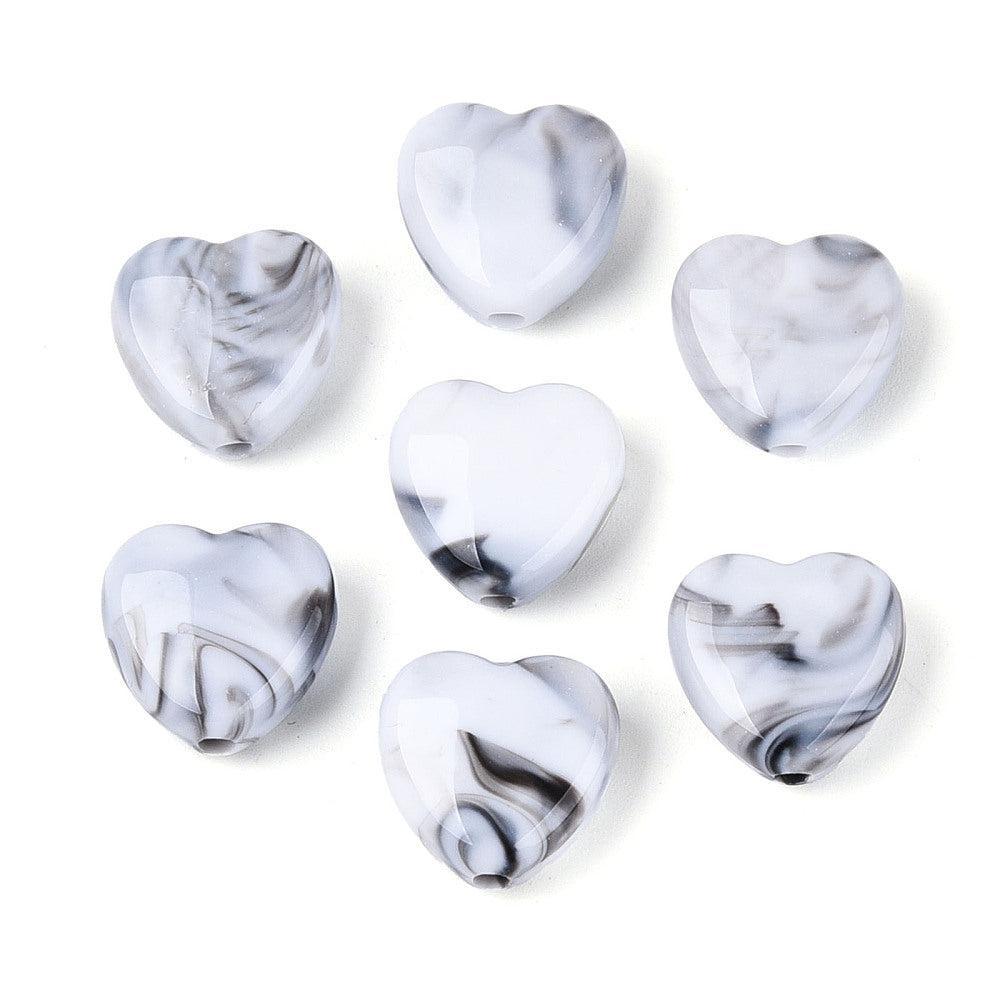 Acryl Kralen Edelsteen Look Hart Wit 14mm - per stuk-Kralen-Kraaltjes van Renate