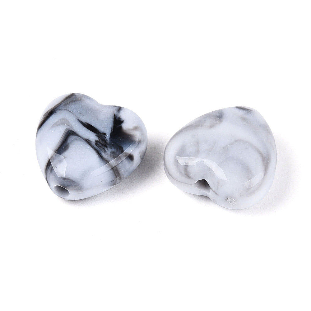 Acryl Kralen Edelsteen Look Hart Wit 14mm - per stuk-Kralen-Kraaltjes van Renate