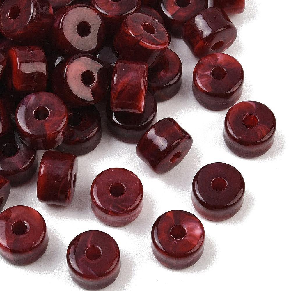 Acryl Kralen Edelsteen Look Kolom Donkerrood 12x8mm - per stuk-Kralen-Kraaltjes van Renate