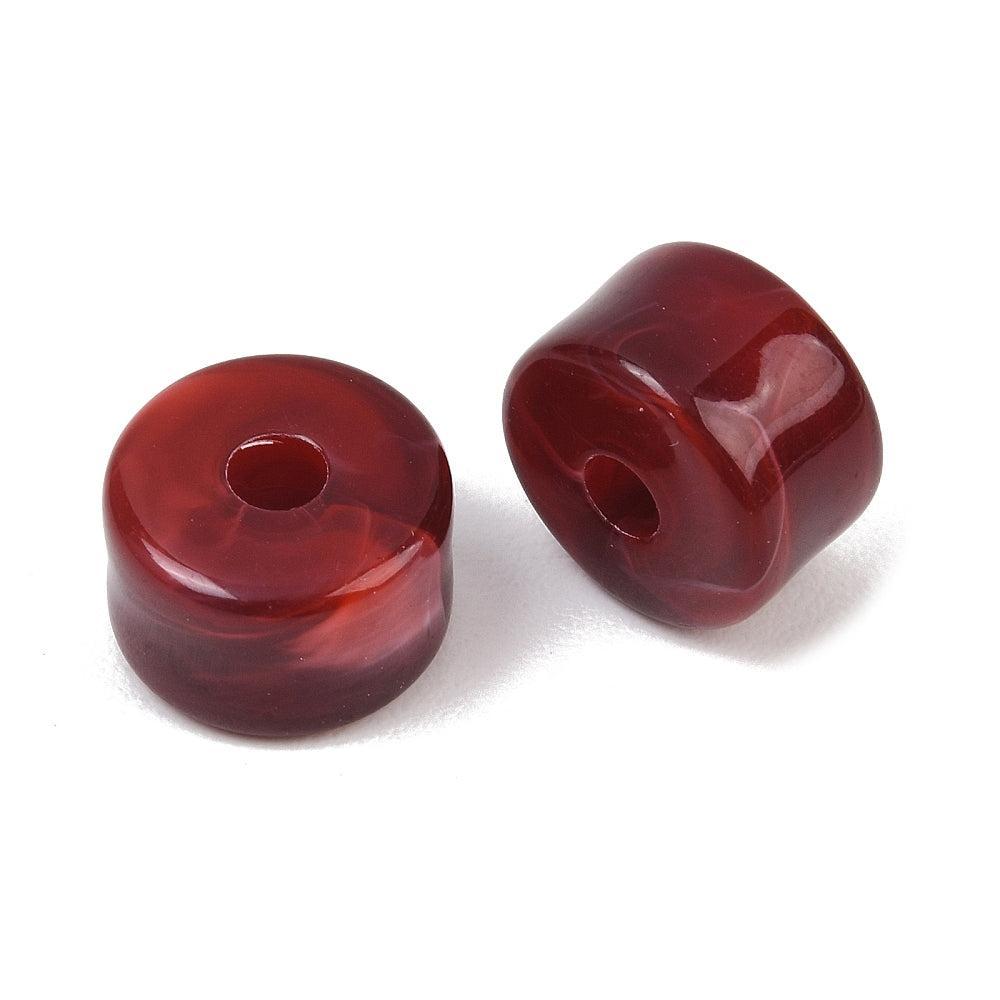 Acryl Kralen Edelsteen Look Kolom Donkerrood 12x8mm - per stuk-Kralen-Kraaltjes van Renate