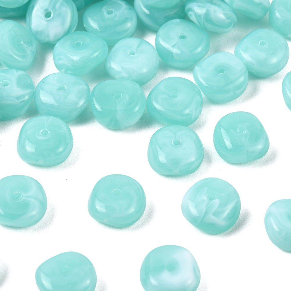 Acryl Kralen Edelsteen Look Nugget Aqua 13mm - 9 stuks-Kralen-Kraaltjes van Renate