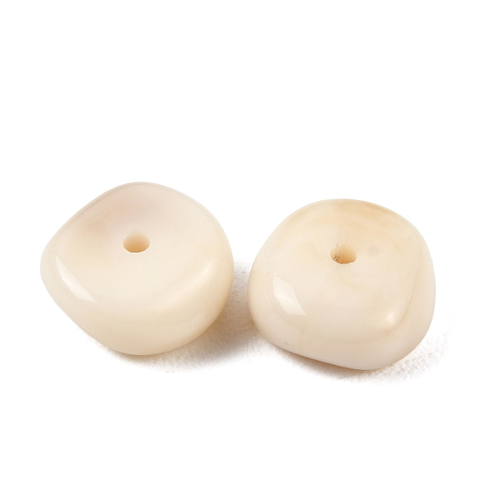 Acryl Kralen Edelsteen Look Nugget Beige 13mm - 9 stuks-Kralen-Kraaltjes van Renate
