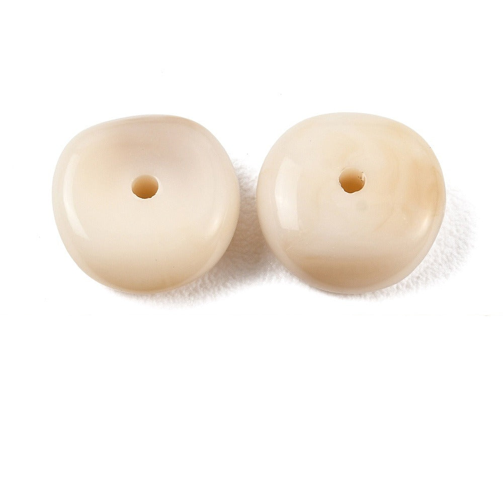 Acryl Kralen Edelsteen Look Nugget Beige 13mm - 9 stuks-Kralen-Kraaltjes van Renate