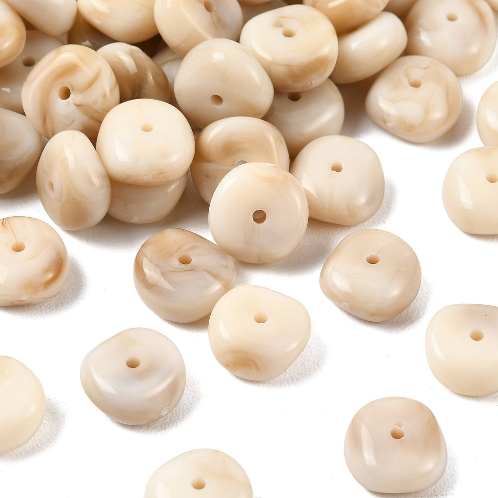 Acryl Kralen Edelsteen Look Nugget Beige 13mm - 9 stuks-Kralen-Kraaltjes van Renate