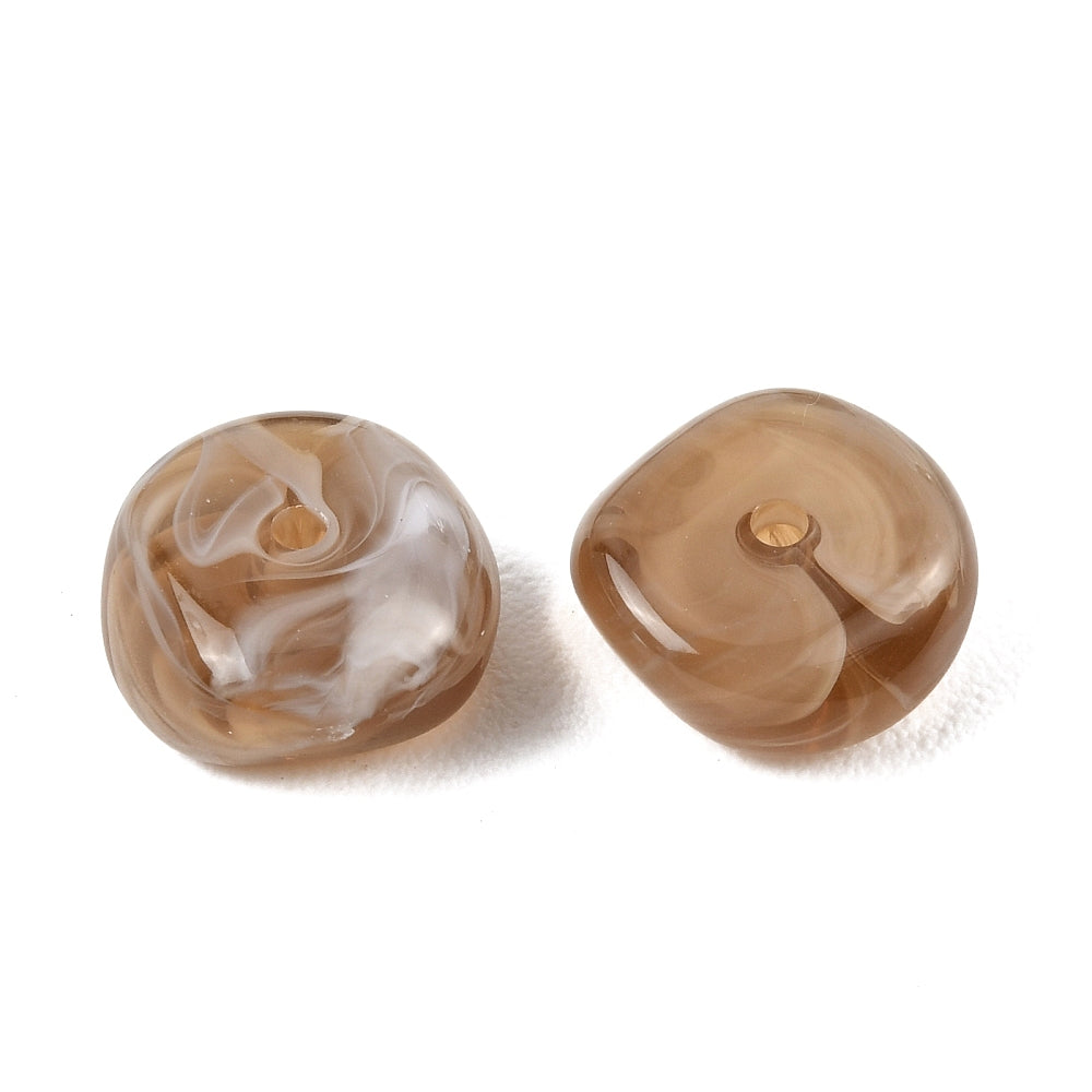 Acryl Kralen Edelsteen Look Nugget Camel 13mm - 9 stuks-Kralen-Kraaltjes van Renate