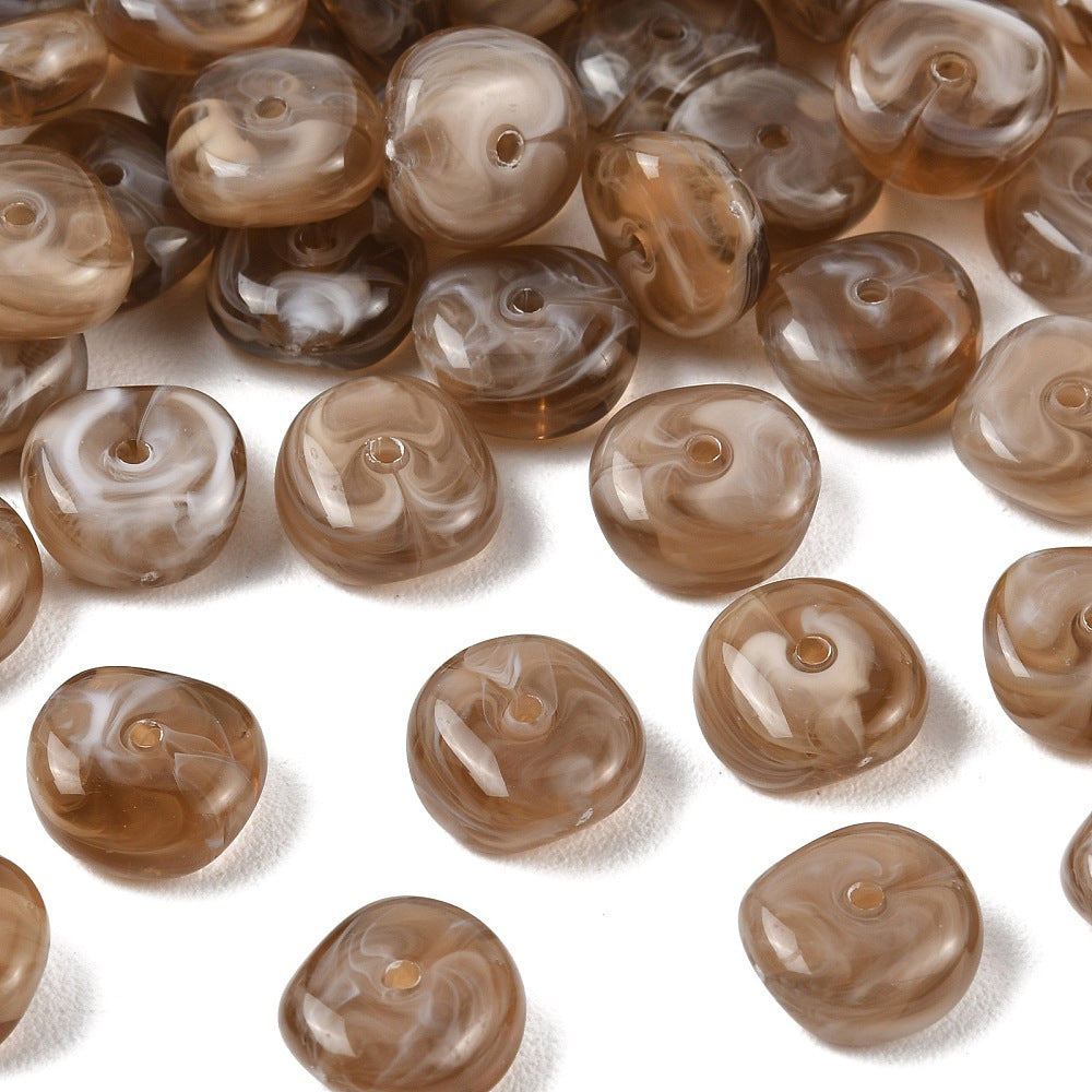 Acryl Kralen Edelsteen Look Nugget Camel 13mm - 9 stuks-Kralen-Kraaltjes van Renate