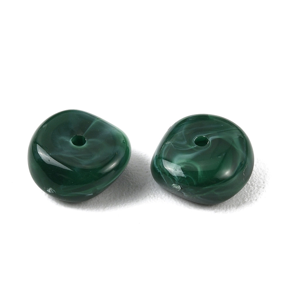 Acryl Kralen Edelsteen Look Nugget Donkergroen 13mm - 9 stuks-Kralen-Kraaltjes van Renate