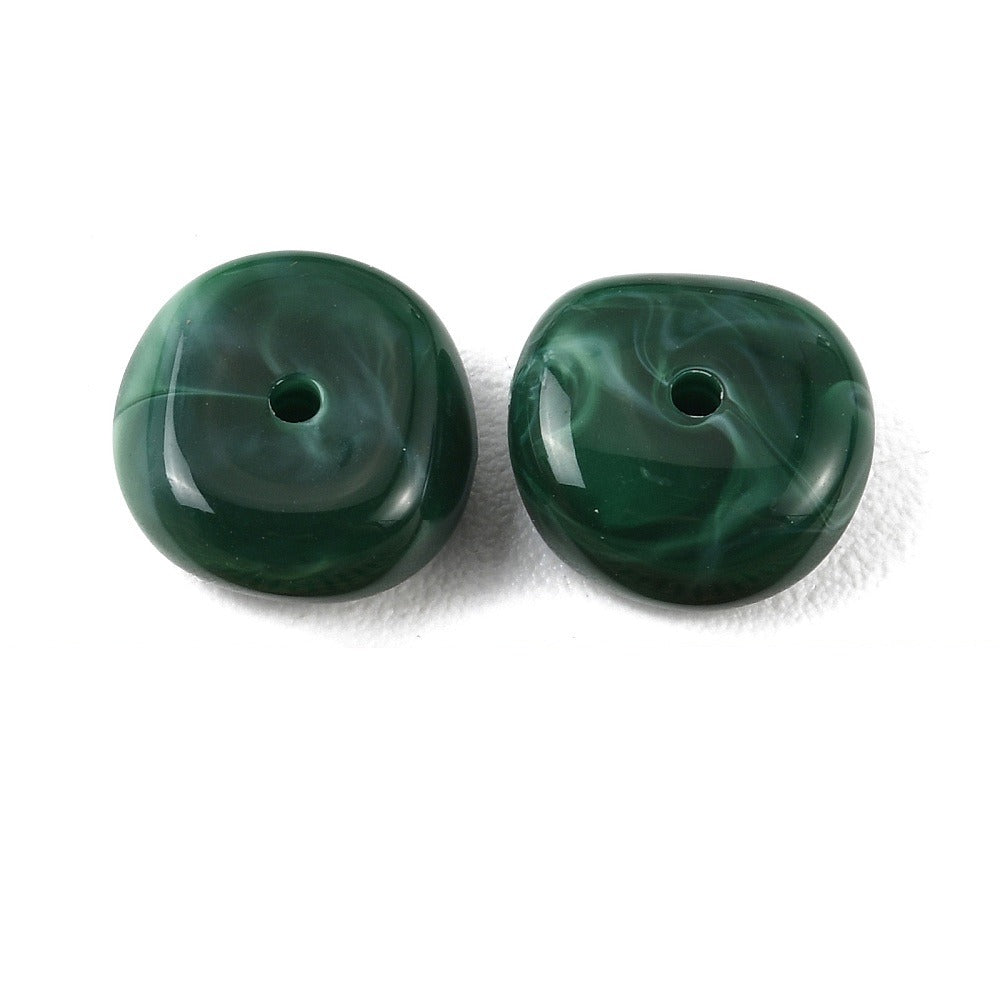 Acryl Kralen Edelsteen Look Nugget Donkergroen 13mm - 9 stuks-Kralen-Kraaltjes van Renate