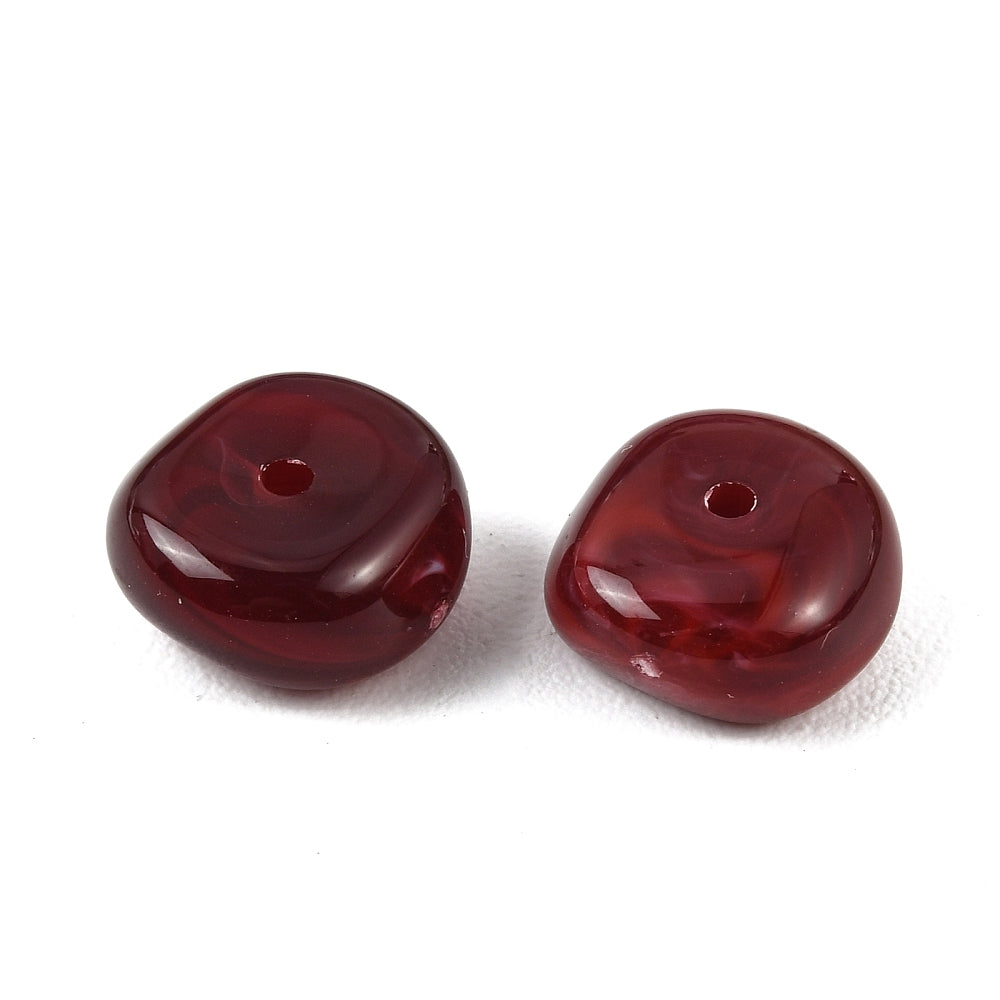 Acryl Kralen Edelsteen Look Nugget Donkerrood 13mm - 9 stuks-Kralen-Kraaltjes van Renate