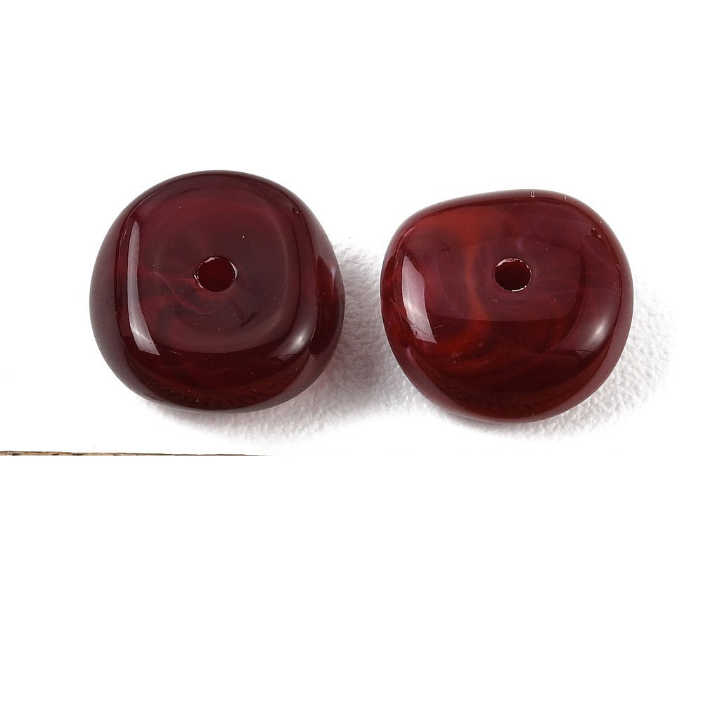 Acryl Kralen Edelsteen Look Nugget Donkerrood 13mm - 9 stuks-Kralen-Kraaltjes van Renate
