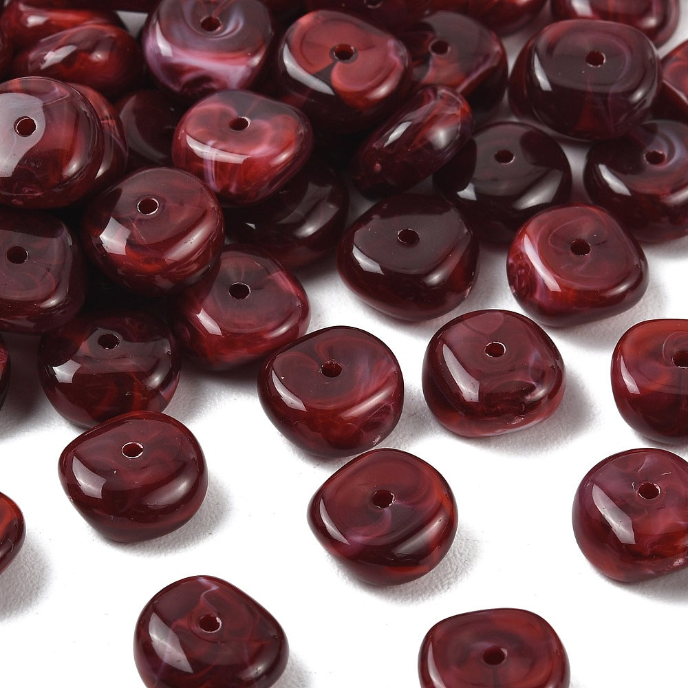Acryl Kralen Edelsteen Look Nugget Donkerrood 13mm - 9 stuks-Kralen-Kraaltjes van Renate