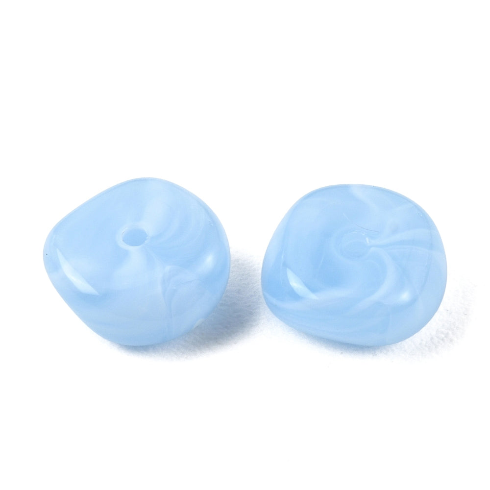 Acryl Kralen Edelsteen Look Nugget Lichtblauw 13mm - 9 stuks-Kralen-Kraaltjes van Renate