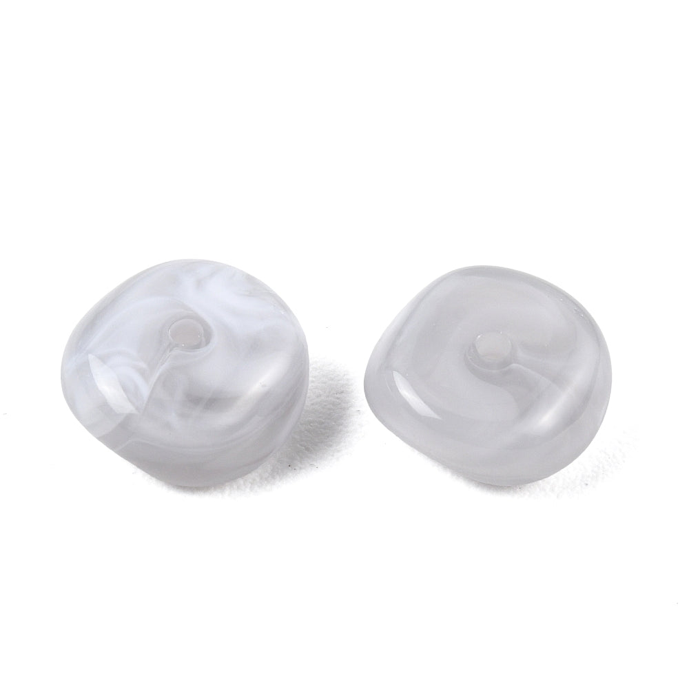 Acryl Kralen Edelsteen Look Nugget Lichtgrijs 13mm - 9 stuks-Kralen-Kraaltjes van Renate
