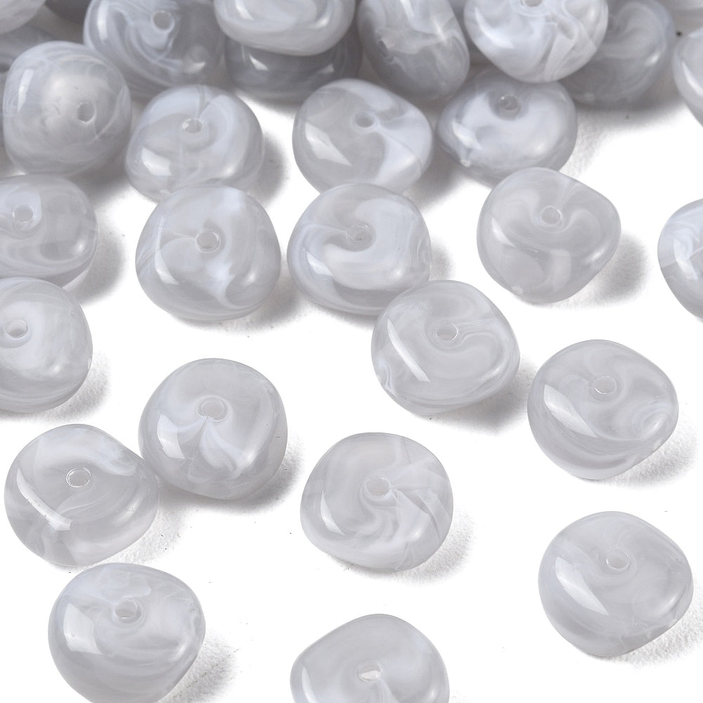 Acryl Kralen Edelsteen Look Nugget Lichtgrijs 13mm - 9 stuks-Kralen-Kraaltjes van Renate