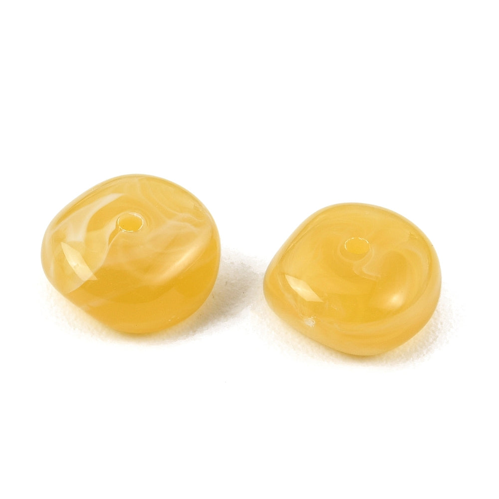 Acryl Kralen Edelsteen Look Nugget Mosterdgeel 13mm - 9 stuks-Kralen-Kraaltjes van Renate