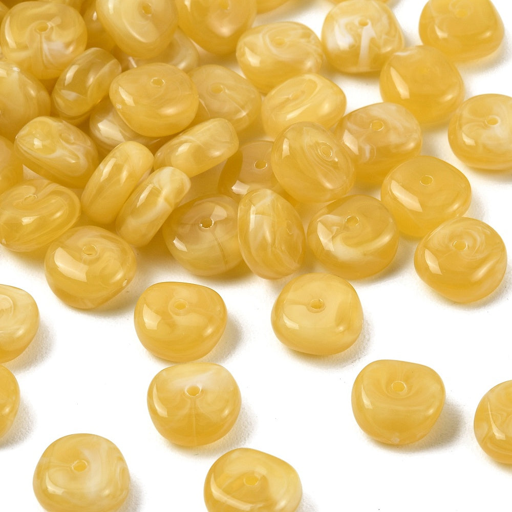 Acryl Kralen Edelsteen Look Nugget Mosterdgeel 13mm - 9 stuks-Kralen-Kraaltjes van Renate