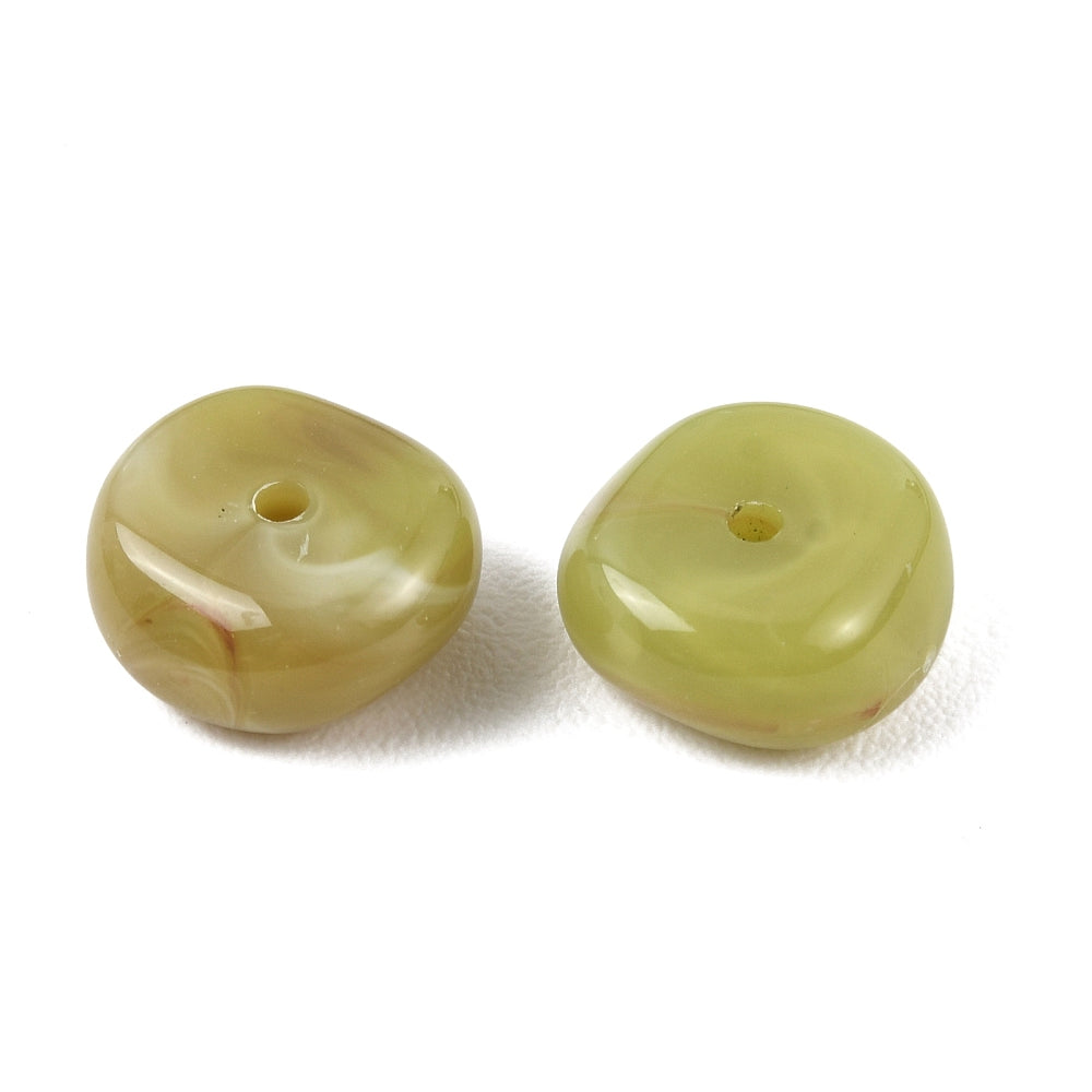 Acryl Kralen Edelsteen Look Nugget Olijfgroen 13mm - 9 stuks-Kralen-Kraaltjes van Renate