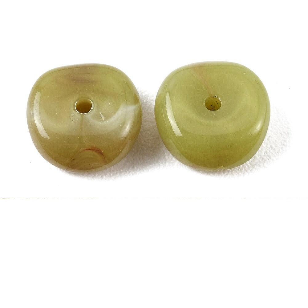 Acryl Kralen Edelsteen Look Nugget Olijfgroen 13mm - 9 stuks-Kralen-Kraaltjes van Renate