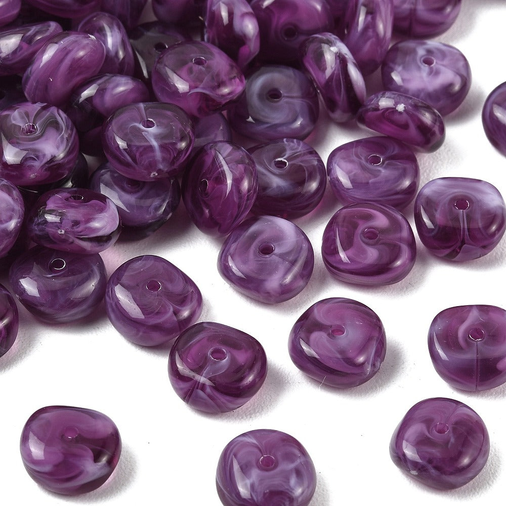 Acryl Kralen Edelsteen Look Nugget Paars 13mm - 9 stuks-Kralen-Kraaltjes van Renate