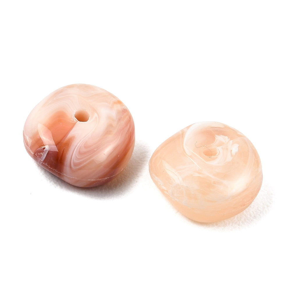 Acryl Kralen Edelsteen Look Nugget Perzik 13mm - 9 stuks-Kralen-Kraaltjes van Renate