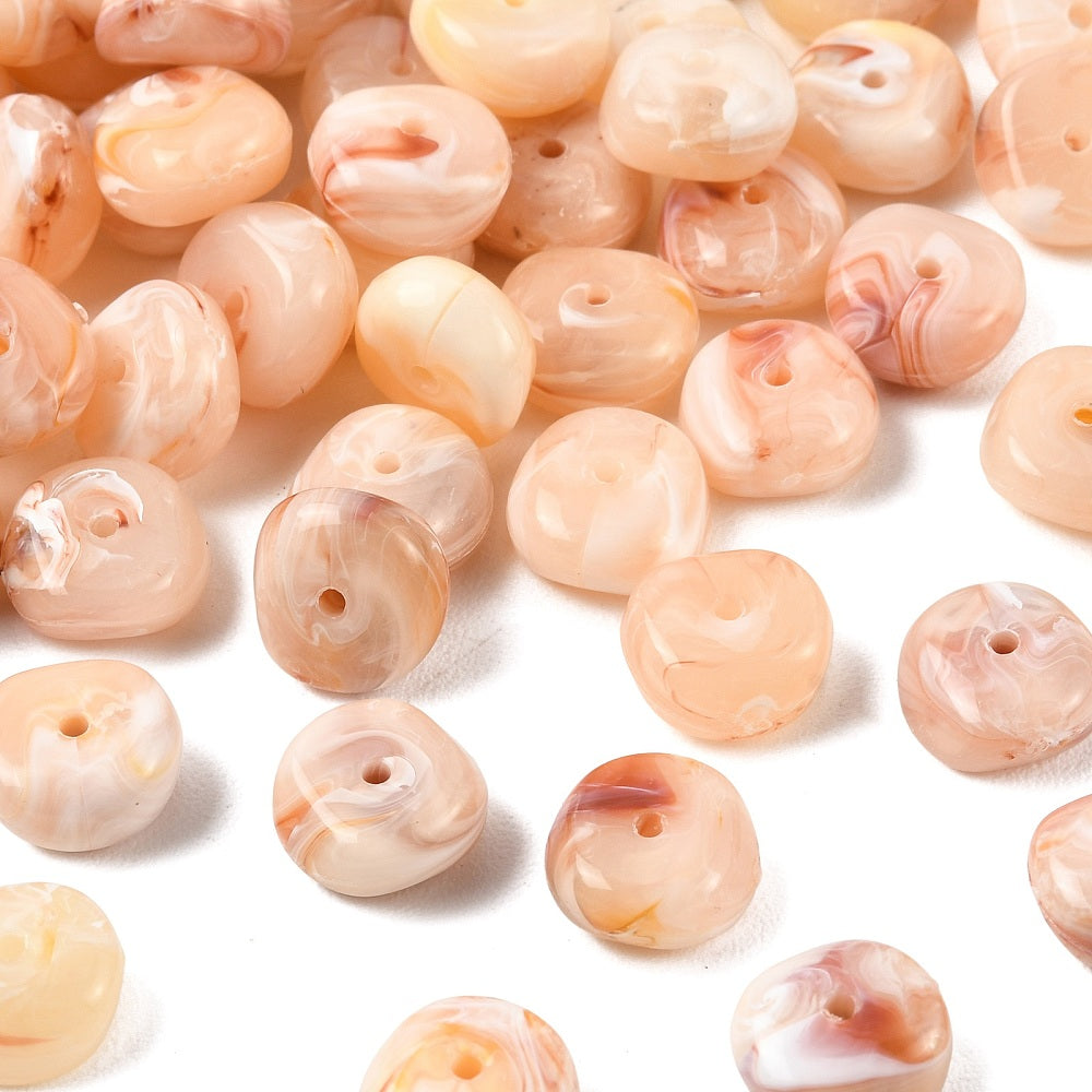 Acryl Kralen Edelsteen Look Nugget Perzik 13mm - 9 stuks-Kralen-Kraaltjes van Renate