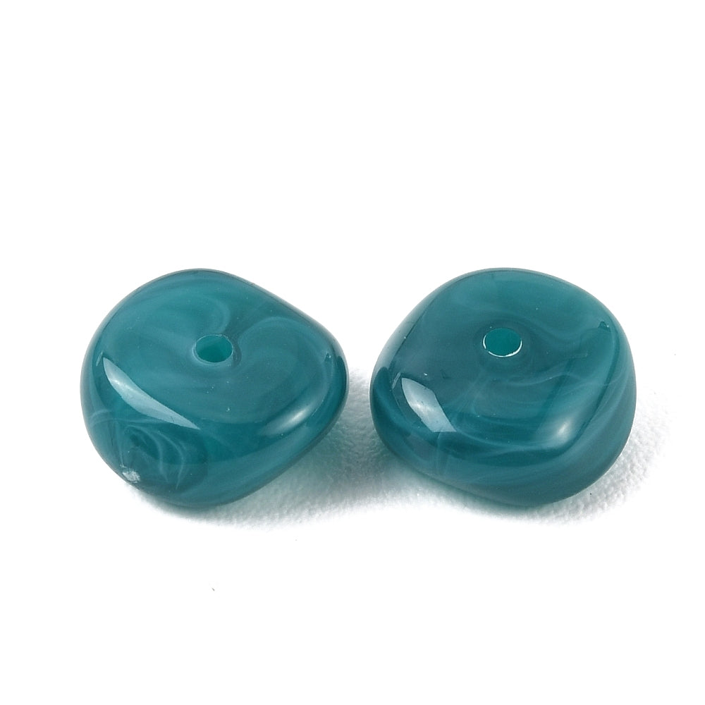 Acryl Kralen Edelsteen Look Nugget Petrol 13mm - 9 stuks-Kralen-Kraaltjes van Renate