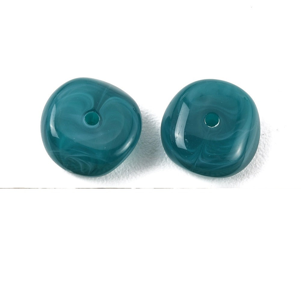 Acryl Kralen Edelsteen Look Nugget Petrol 13mm - 9 stuks-Kralen-Kraaltjes van Renate