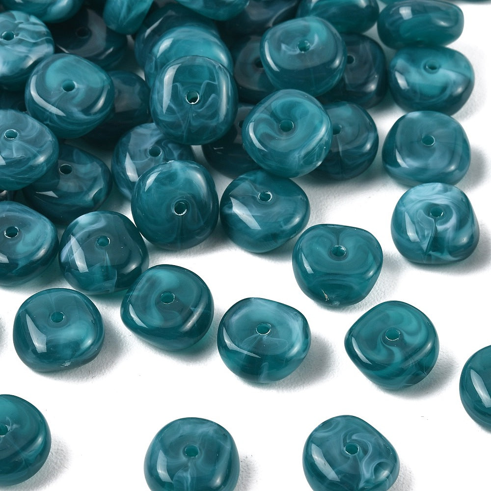 Acryl Kralen Edelsteen Look Nugget Petrol 13mm - 9 stuks-Kralen-Kraaltjes van Renate