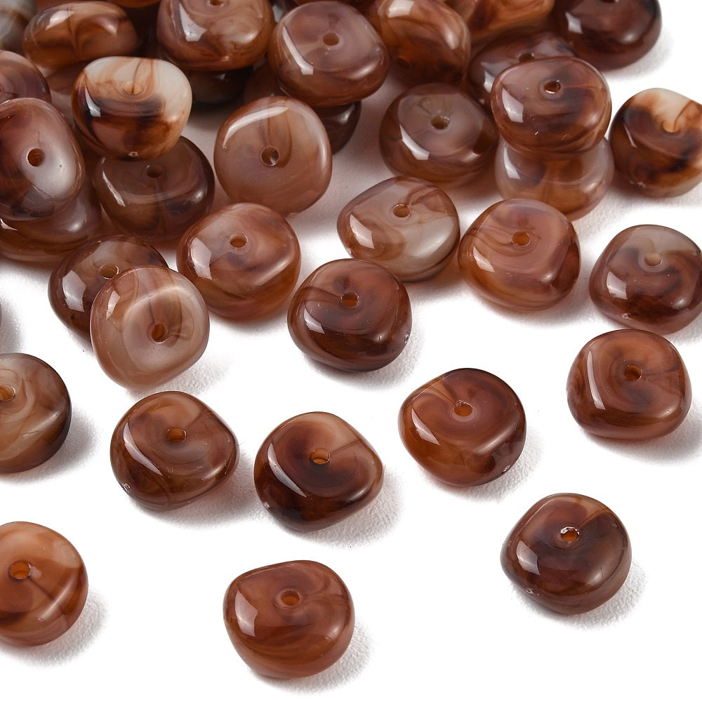 Acryl Kralen Edelsteen Look Nugget Roestbruin 13mm - 9 stuks-Kralen-Kraaltjes van Renate