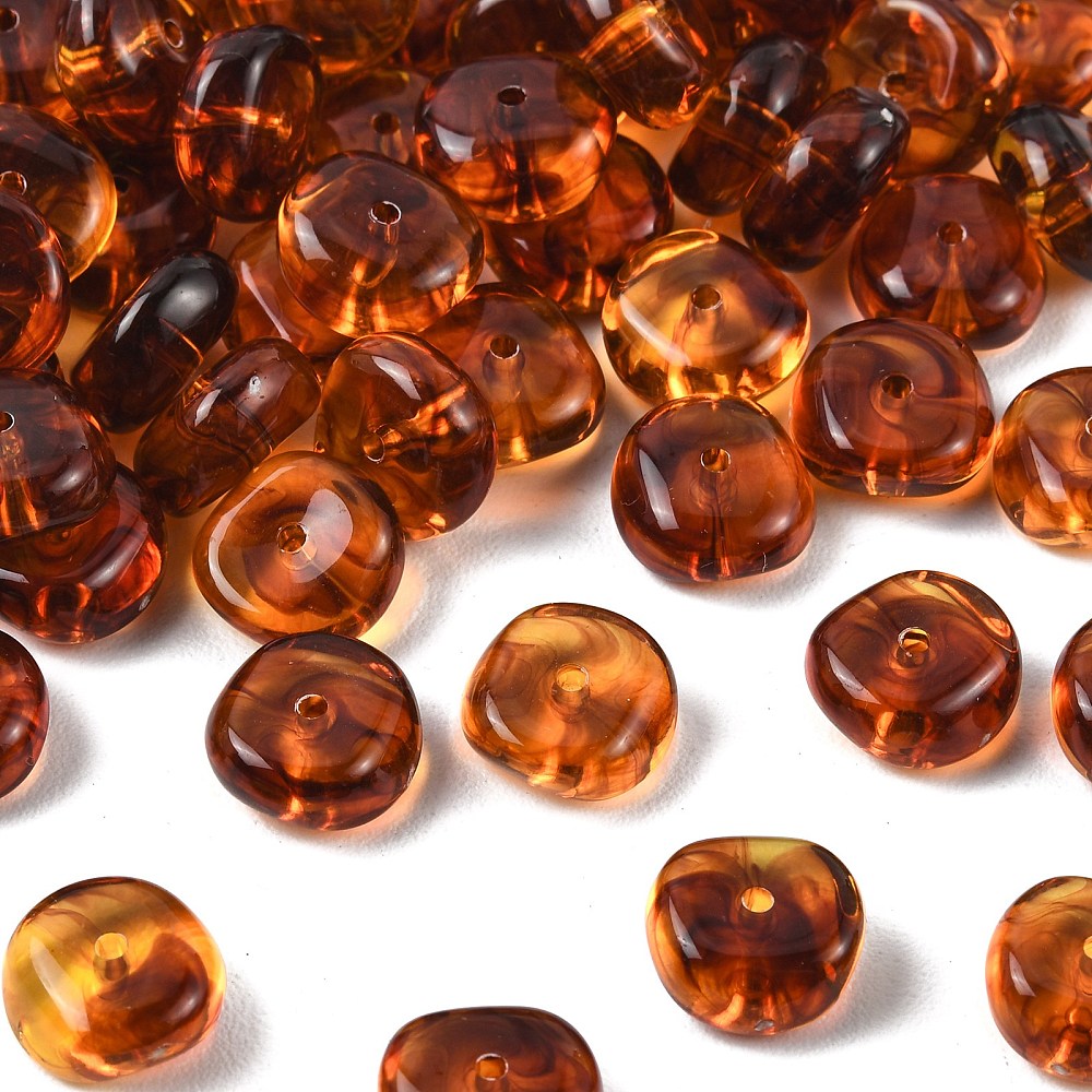 Acryl Kralen Edelsteen Look Nugget Transparant Karamel 13mm - 9 stuks-Kralen-Kraaltjes van Renate