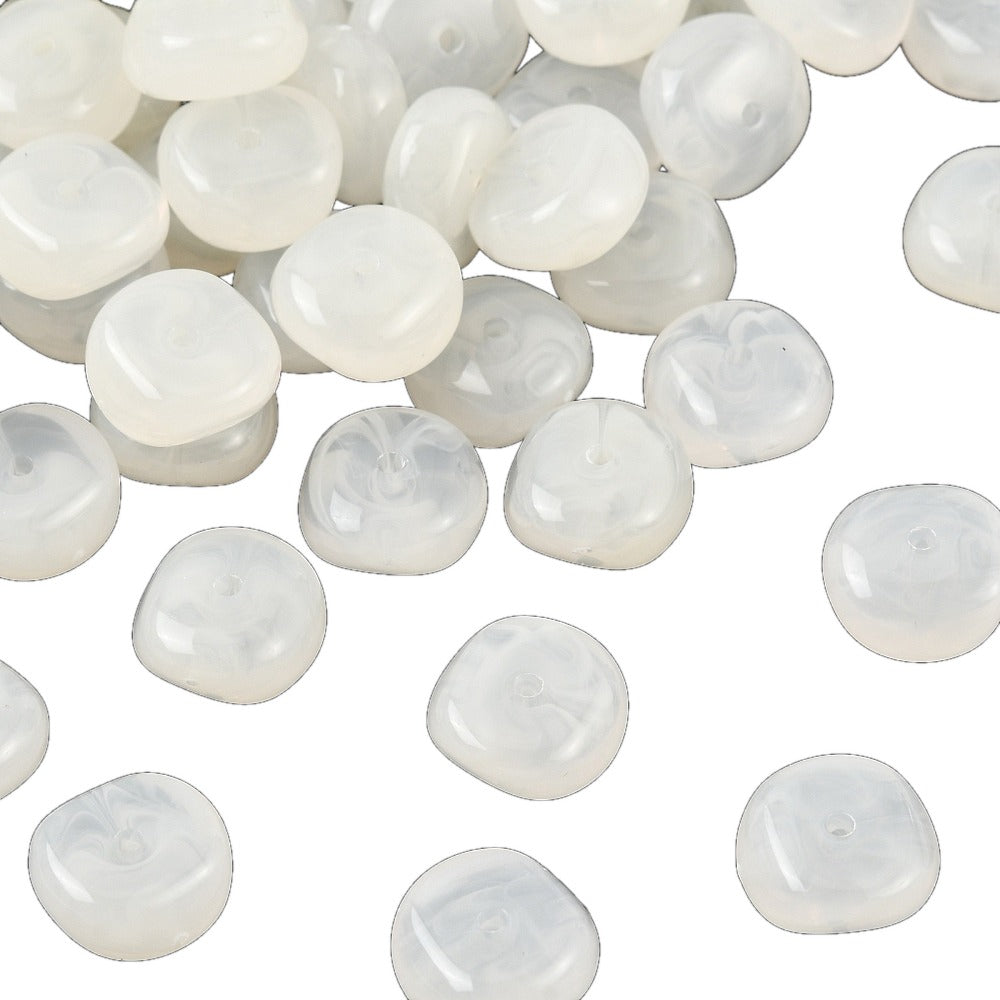 Acryl Kralen Edelsteen Look Nugget Wit 13mm - 9 stuks-Kralen-Kraaltjes van Renate