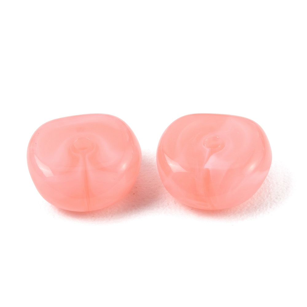 Acryl Kralen Edelsteen Look Nugget Zalmroze 13mm - 9 stuks-Kralen-Kraaltjes van Renate