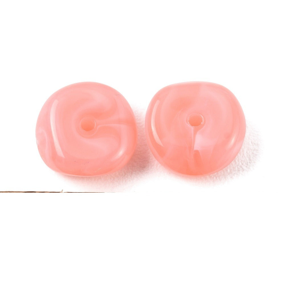 Acryl Kralen Edelsteen Look Nugget Zalmroze 13mm - 9 stuks-Kralen-Kraaltjes van Renate