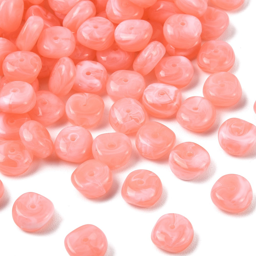 Acryl Kralen Edelsteen Look Nugget Zalmroze 13mm - 9 stuks-Kralen-Kraaltjes van Renate