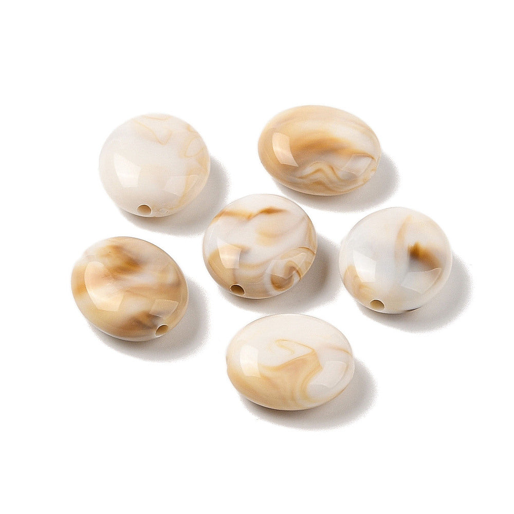 Acryl Kralen Edelsteen Look Ovaal Crème 16mm - 9 stuks-Kralen-Kraaltjes van Renate