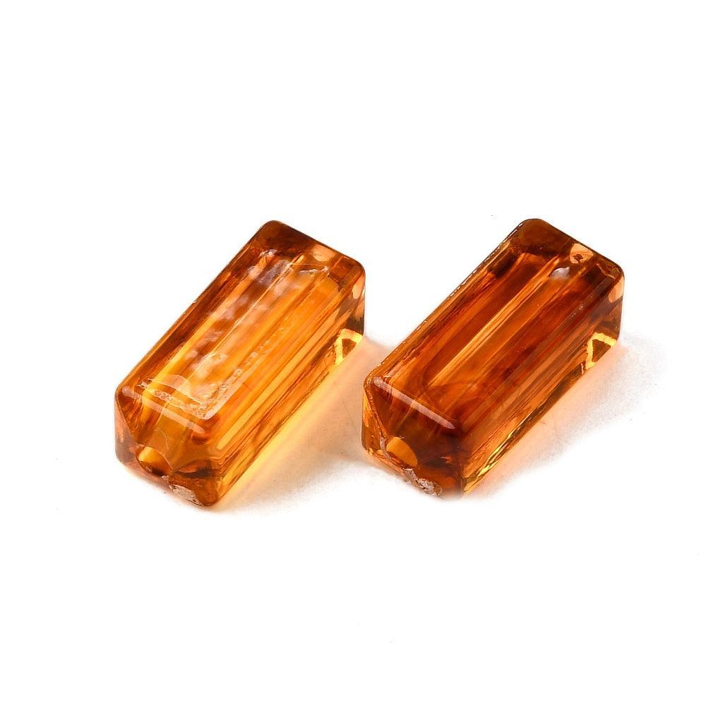 Acryl Kralen Edelsteen Look Rechthoek Transparant Karamel 14mm - 20 stuks-Kralen-Kraaltjes van Renate