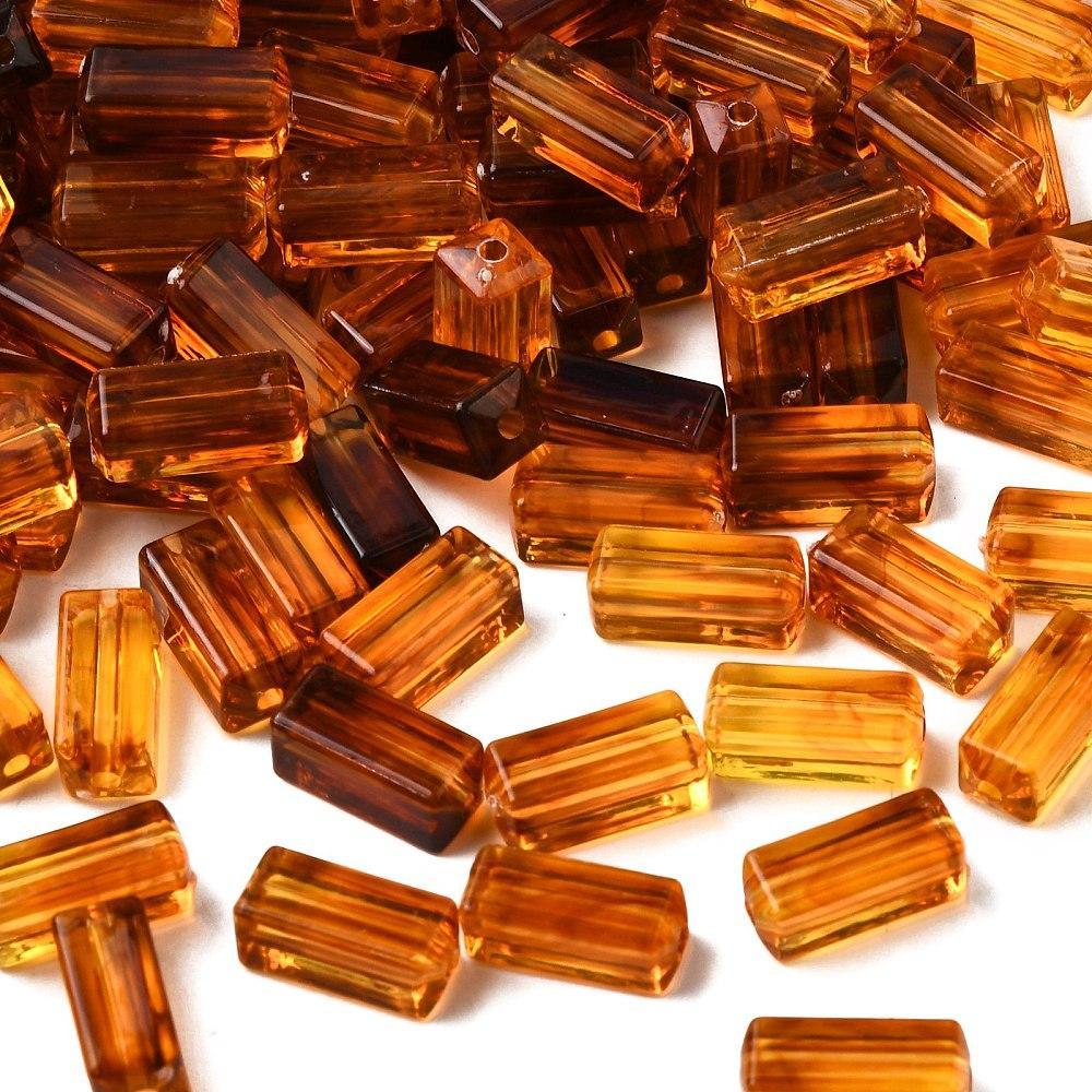 Acryl Kralen Edelsteen Look Rechthoek Transparant Karamel 14mm - 20 stuks-Kralen-Kraaltjes van Renate